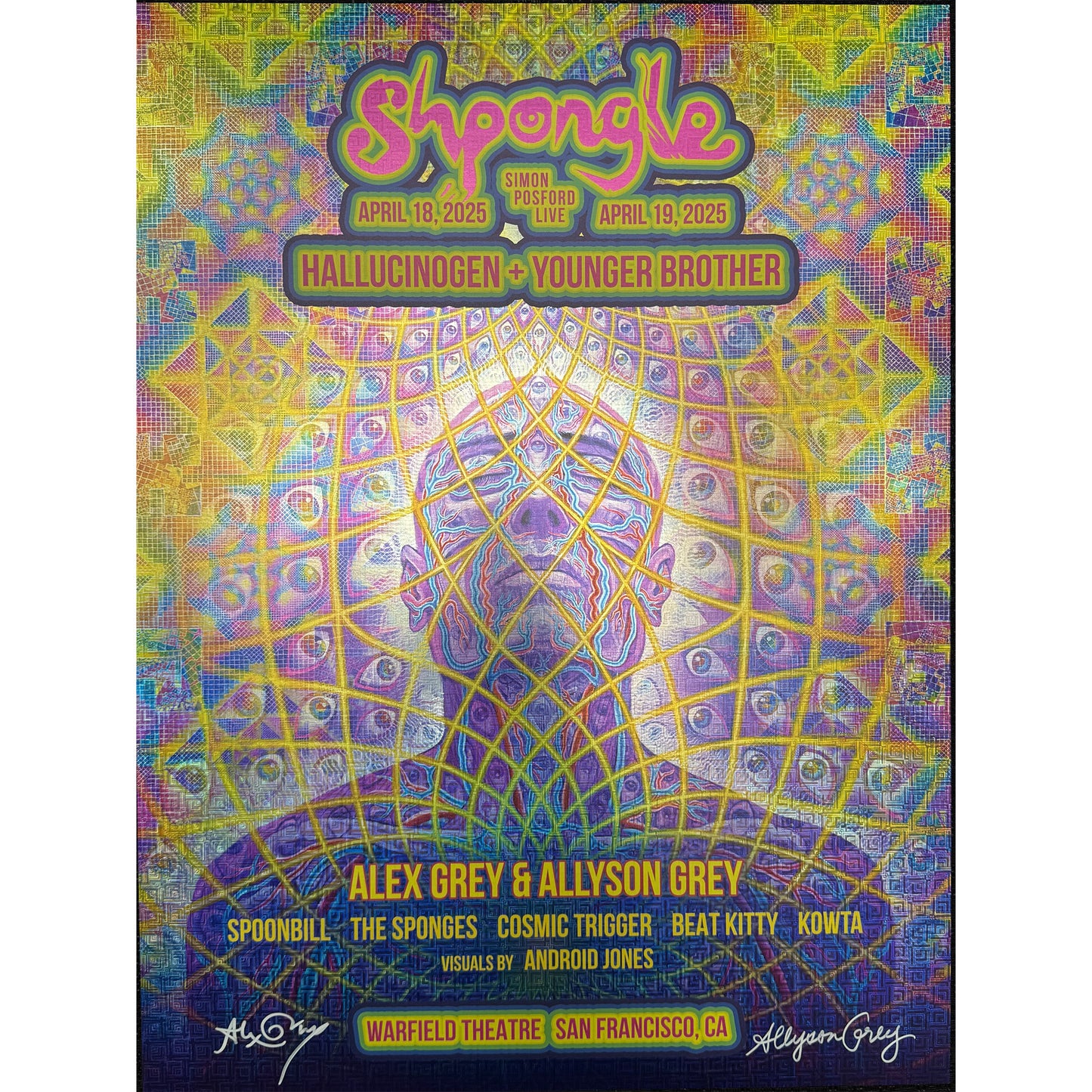 SIGNED - Allyson Grey & Alex Grey San Francisco Warfield Poster (Escher Squares Foil)