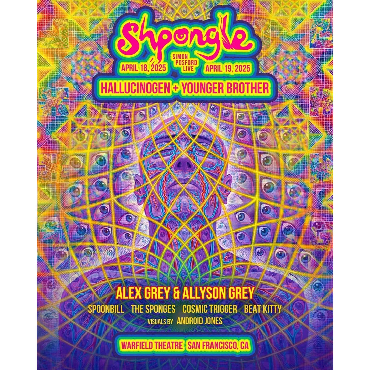 Allyson Grey & Alex Grey San Francisco Warfield Poster (Escher Squares Foil)