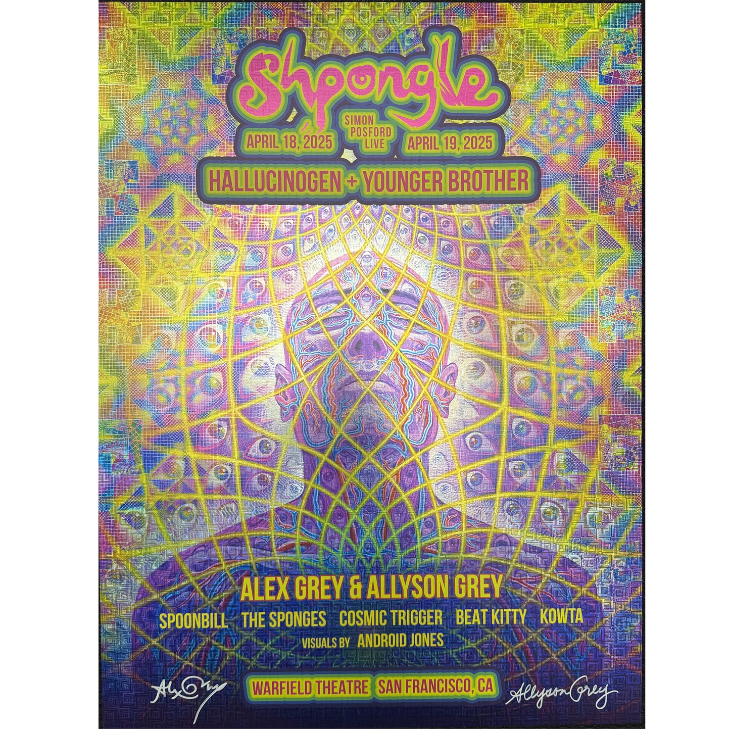 SIGNED - Allyson Grey & Alex Grey San Francisco Warfield Poster (Escher Squares Foil)