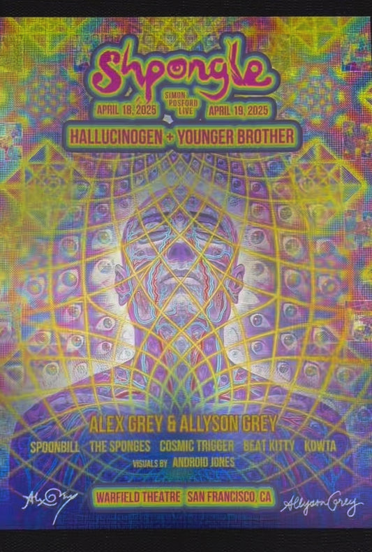 SIGNED - Allyson Grey & Alex Grey San Francisco Warfield Poster (Escher Squares Foil)